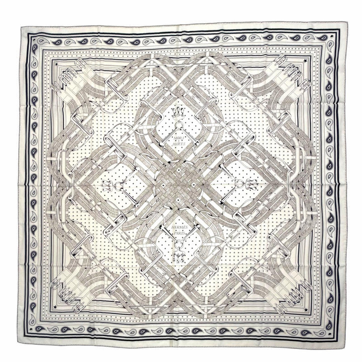 Pristine HERMES Stall Carrégeant Mors A Jouets Bandana beige cashmere Women