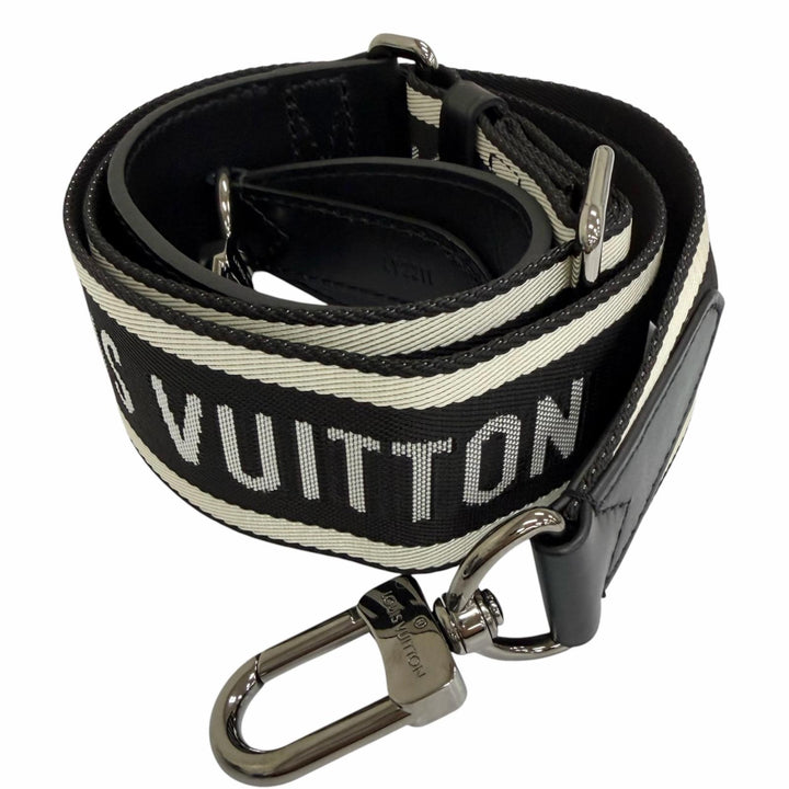 Great LOUIS VUITTON Shoulder strap Logo design black leather