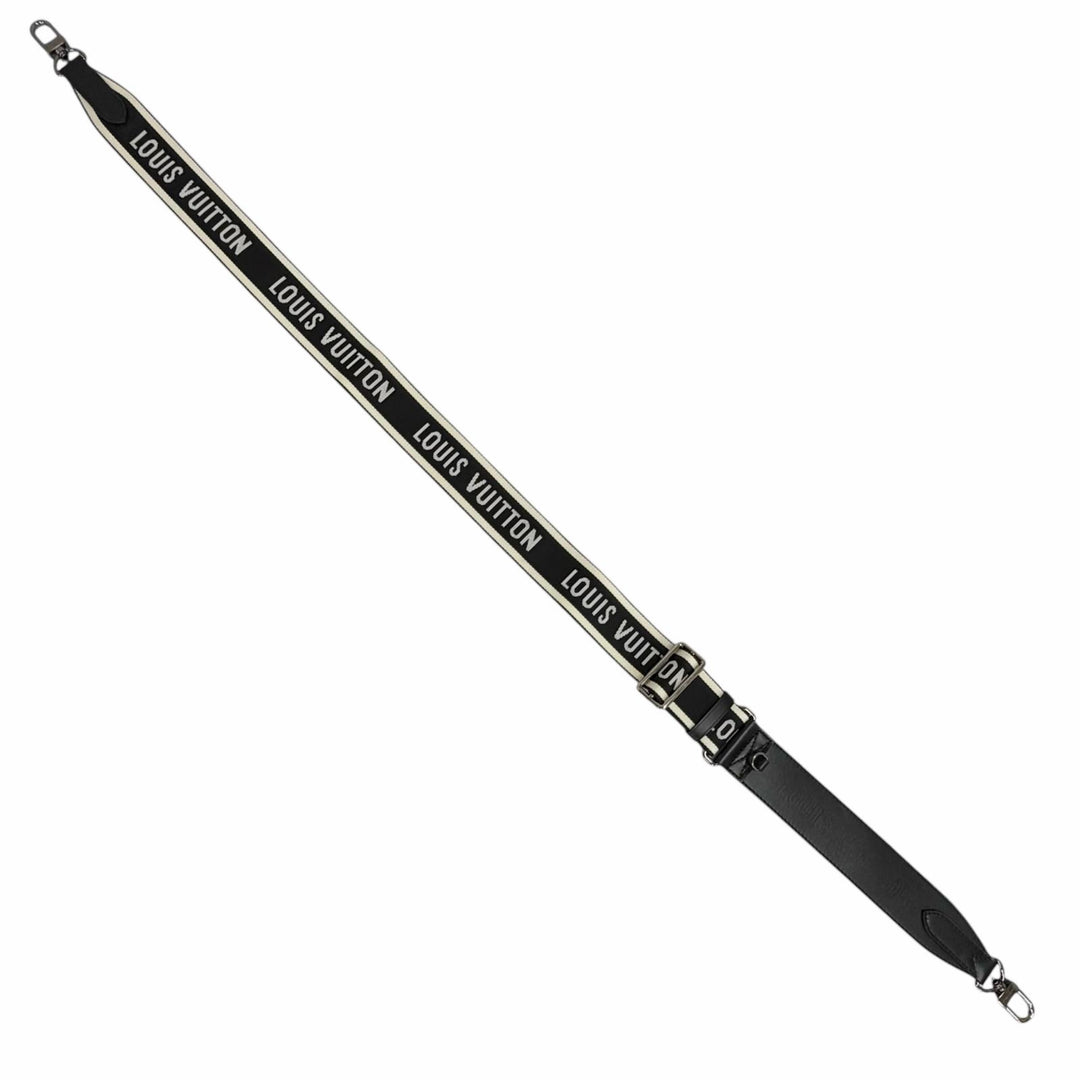 Great LOUIS VUITTON Shoulder strap Logo design black leather