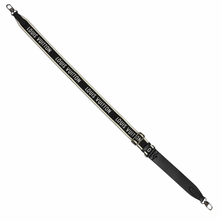 Great LOUIS VUITTON Shoulder strap Logo design black leather