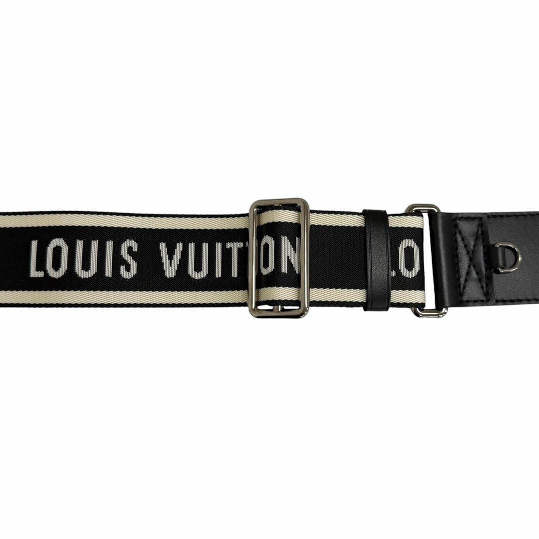 Great LOUIS VUITTON Shoulder strap Logo design black leather