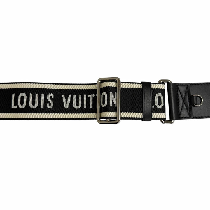 Great LOUIS VUITTON Shoulder strap Logo design black leather