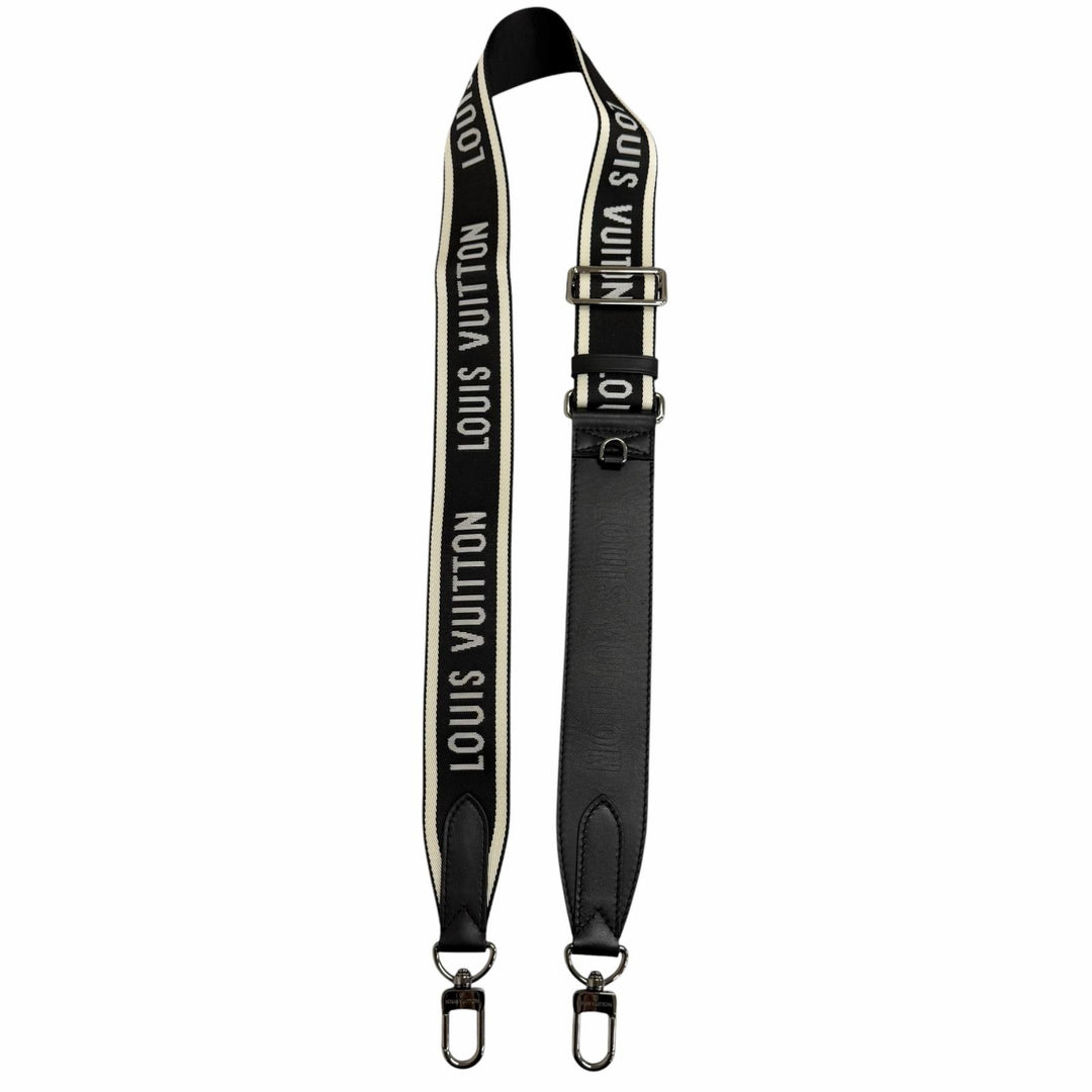 Great LOUIS VUITTON Shoulder strap Logo design black leather