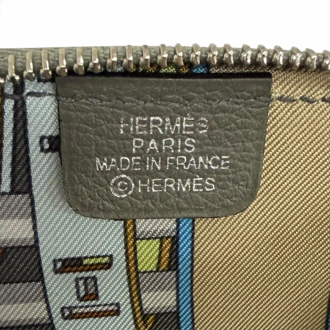 Excellent HERMES Coin case Azap Compact Mini Silkin Evercolor Leather mens