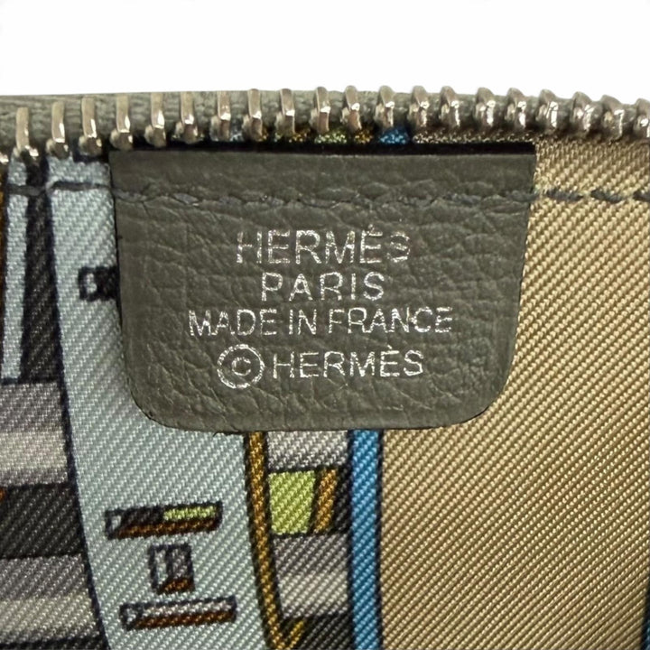 Excellent HERMES Coin case Azap Compact Mini Silkin Evercolor Leather mens