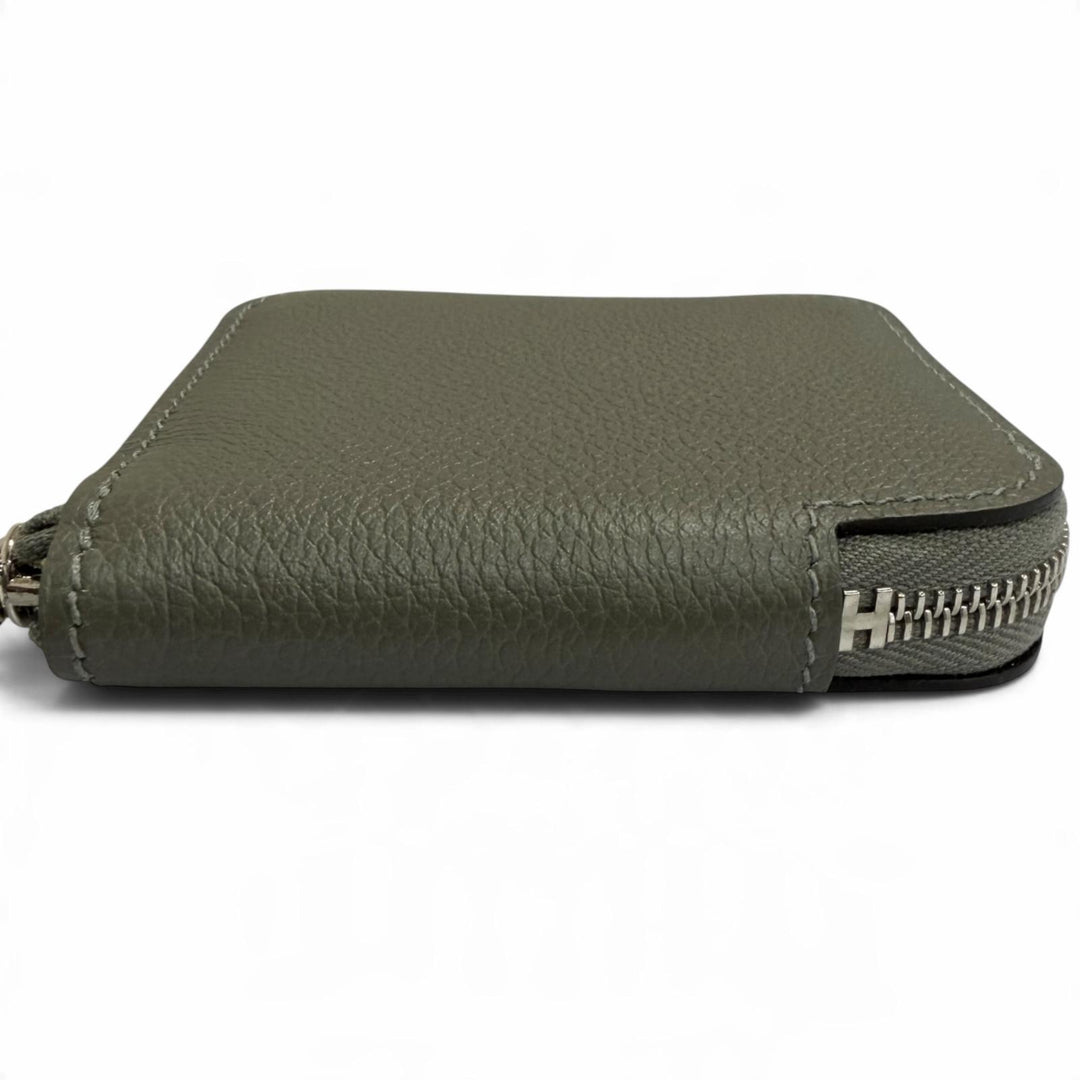Excellent HERMES Coin case Azap Compact Mini Silkin Evercolor Leather mens