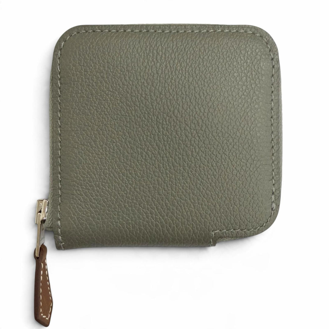 Excellent HERMES Coin case Azap Compact Mini Silkin Evercolor Leather mens