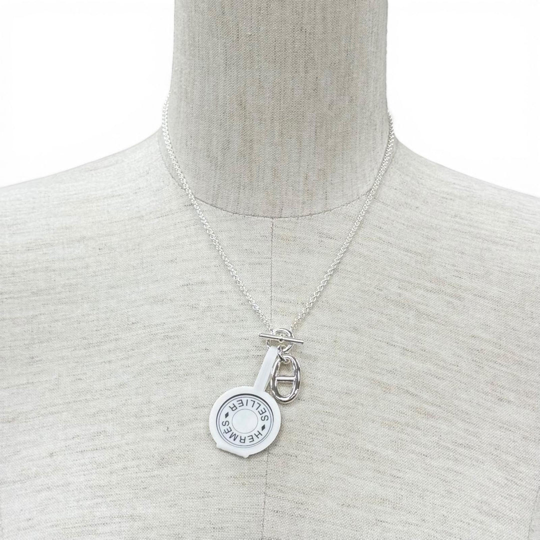 Pristine HERMES Necklace Chene Dunkle Amulet Silver AG925 Women