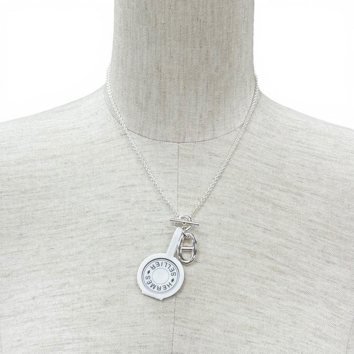Pristine HERMES Necklace Chene Dunkle Amulet Silver AG925 Women