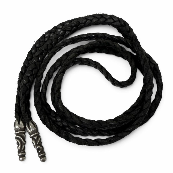 Great CHROME HEARTS Necklace LEATHER BRAID SCROLL Scroll Boro Tip