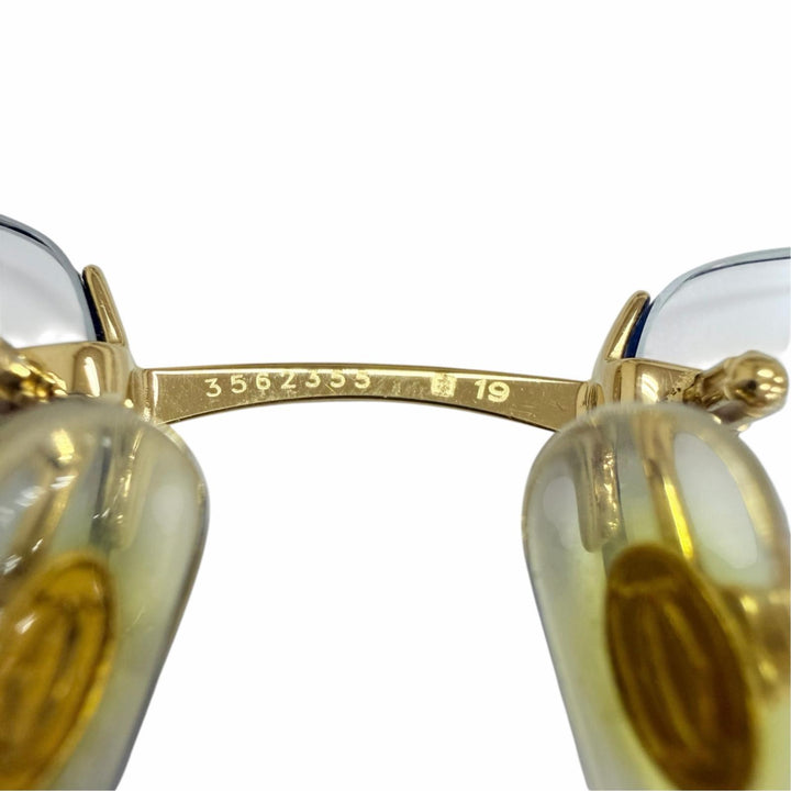 Very Good Cartier sunglasses C logo rimless two-point Brown Wood mens
