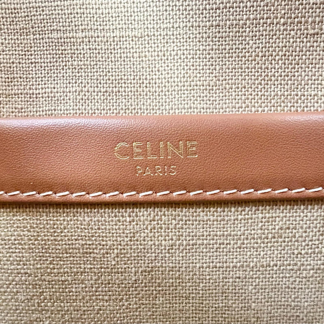 Pristine CELINE Shoulder Bag SMALL CABAS THAIS Raffia Effect Triomphe 2-Way