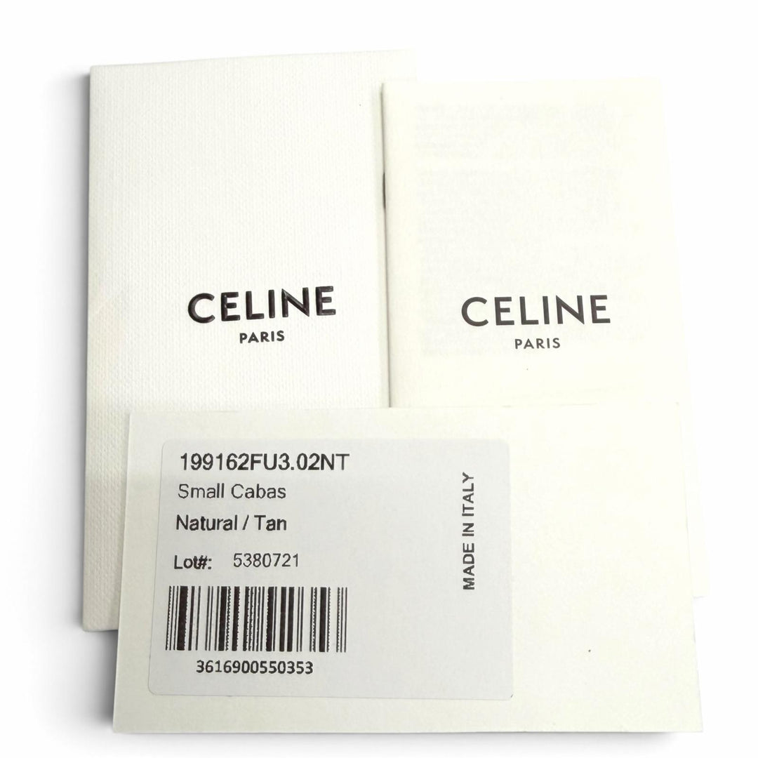 Pristine CELINE Shoulder Bag SMALL CABAS THAIS Raffia Effect Triomphe 2-Way
