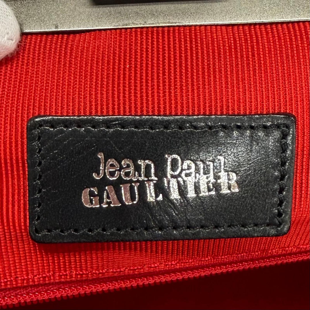 Excellent JEAN-PAUL GAULTIER Shoulder Bag Leather Handle 2-Way Clasp enamel