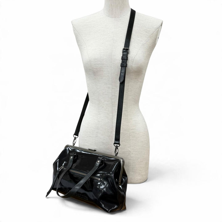 Excellent JEAN-PAUL GAULTIER Shoulder Bag Leather Handle 2-Way Clasp enamel