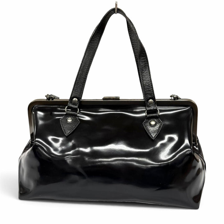 Excellent JEAN-PAUL GAULTIER Shoulder Bag Leather Handle 2-Way Clasp enamel