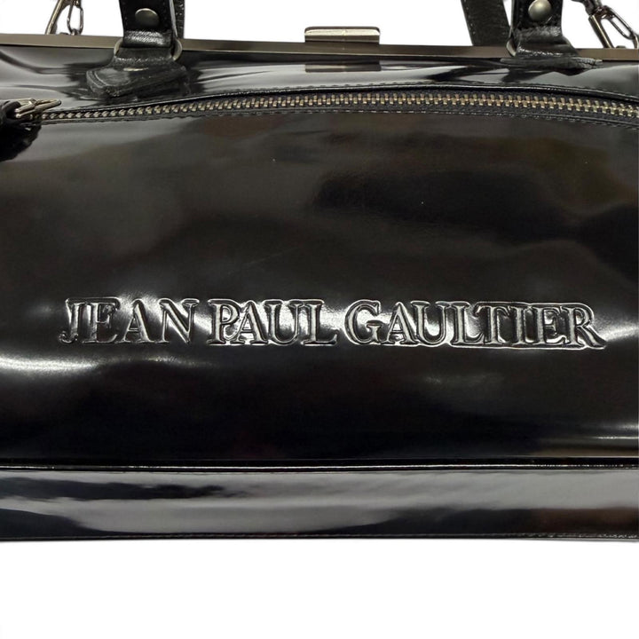 Excellent JEAN-PAUL GAULTIER Shoulder Bag Leather Handle 2-Way Clasp enamel