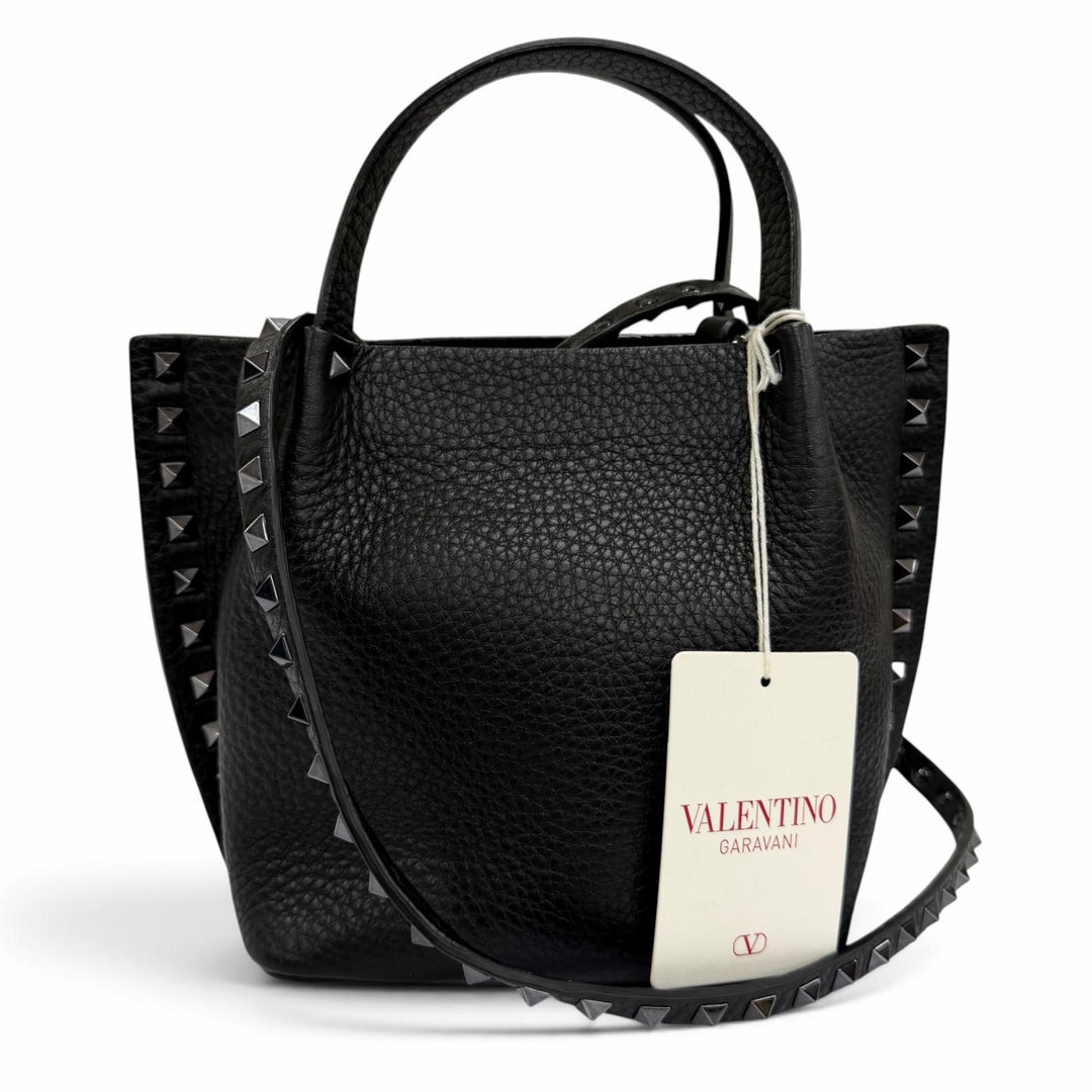 Pristine Valentino Garavani Handbag Rockstud Small 2-Way Leather Shoulder Bag