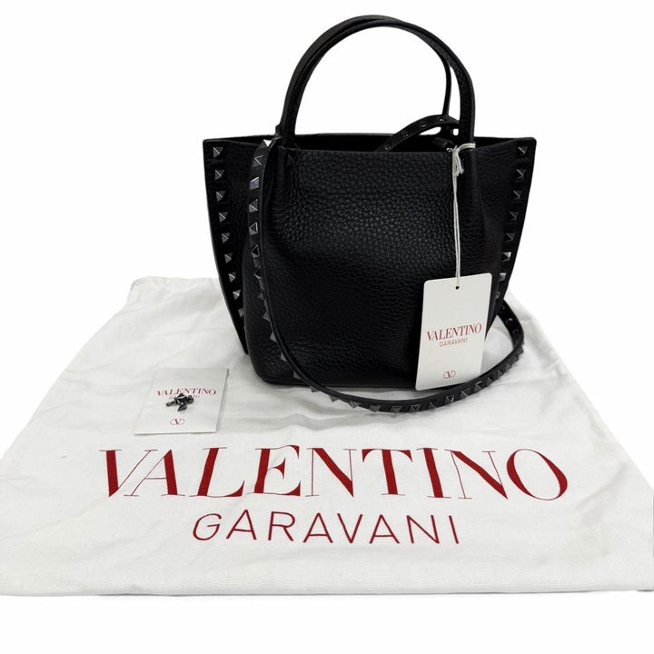 Pristine Valentino Garavani Handbag Rockstud Small 2-Way Leather Shoulder Bag
