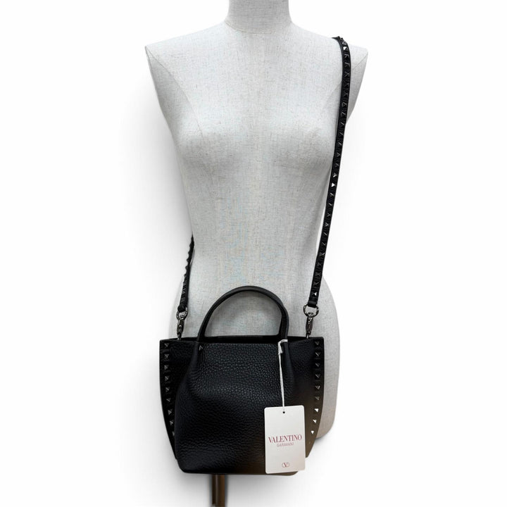 Pristine Valentino Garavani Handbag Rockstud Small 2-Way Leather Shoulder Bag