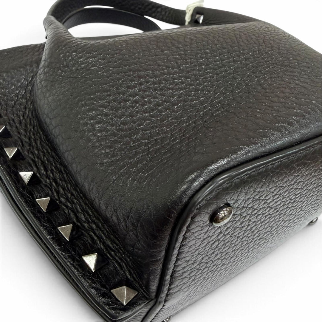 Pristine Valentino Garavani Handbag Rockstud Small 2-Way Leather Shoulder Bag