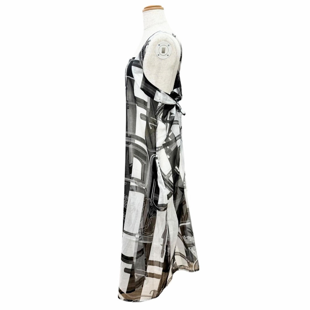 Excellent HERMES one piece Berlin Bayadère Beach Dress Back strap 34 2E3503DM