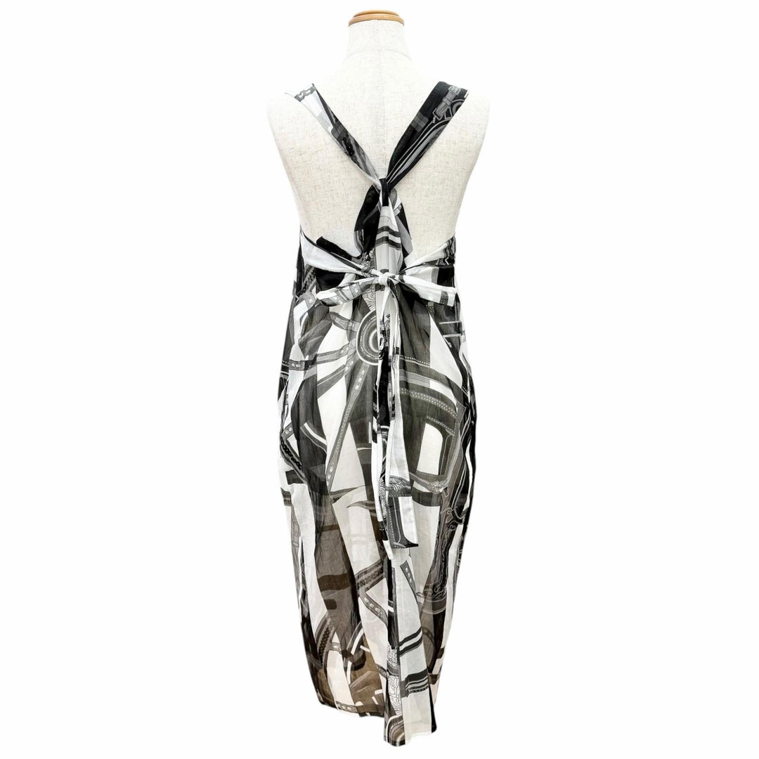Excellent HERMES one piece Berlin Bayadère Beach Dress Back strap 34 2E3503DM