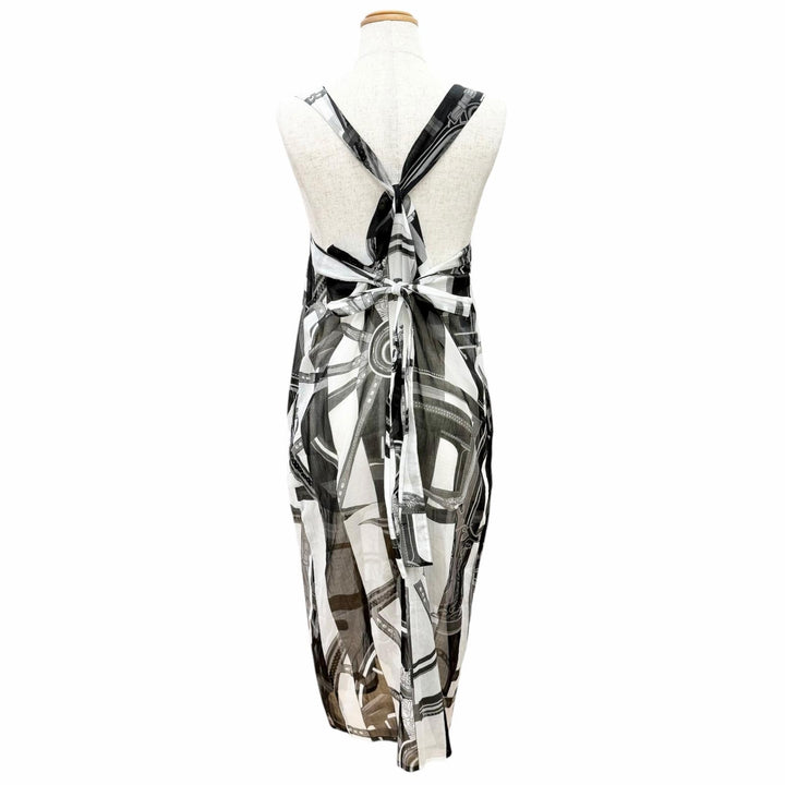 Excellent HERMES one piece Berlin Bayadère Beach Dress Back strap 34 2E3503DM