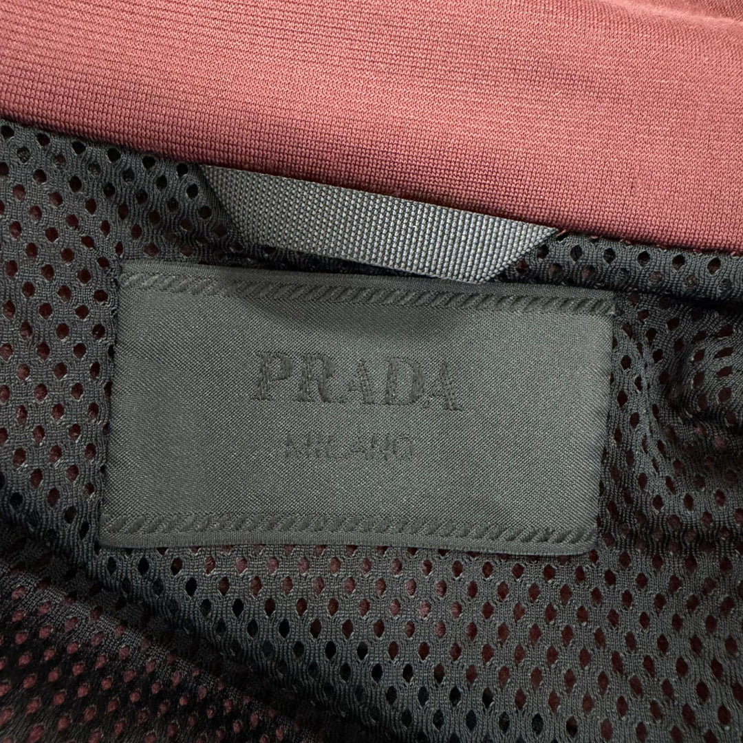 Great PRADA Blouson Logo patch side stripe track jacket Bordeaux