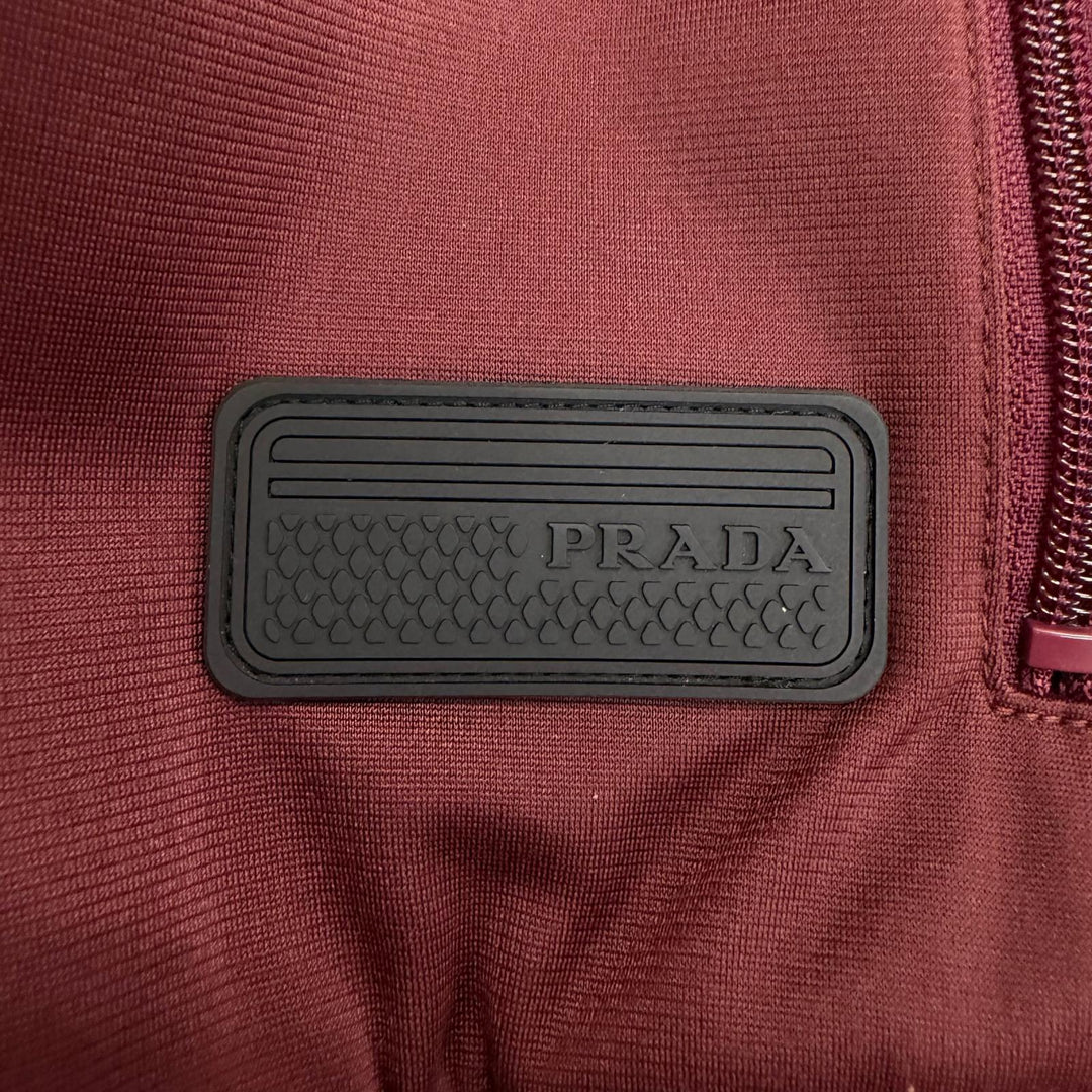 Great PRADA Blouson Logo patch side stripe track jacket Bordeaux
