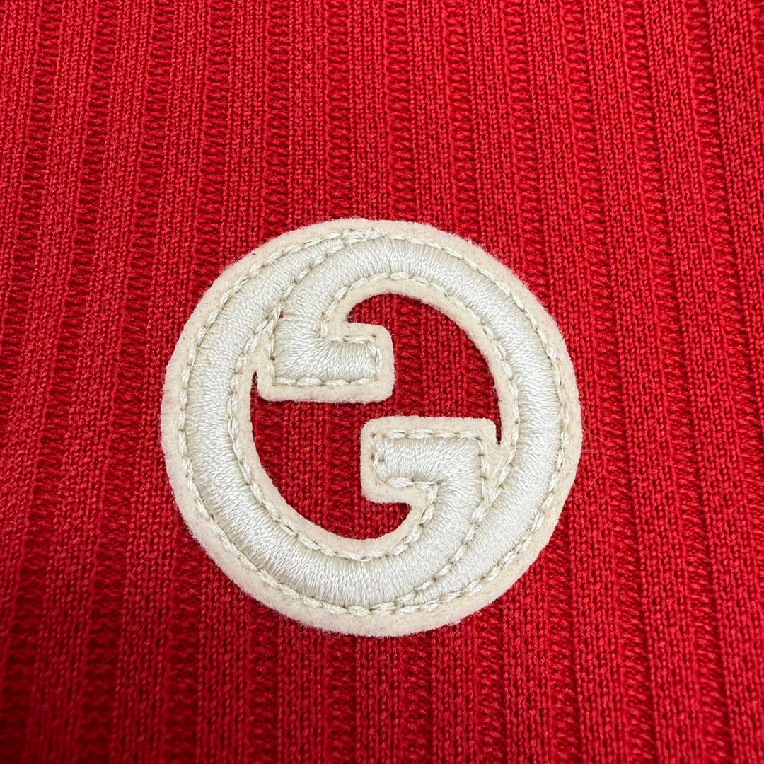 Pristine GUCCI one piece Interlocking G embroidery side stripe Red S 743080
