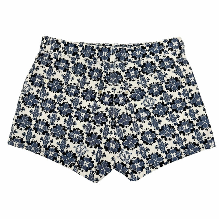 Pristine LOUIS VUITTON Shorts Leather accents Monogram Flower blue cotton IT 36