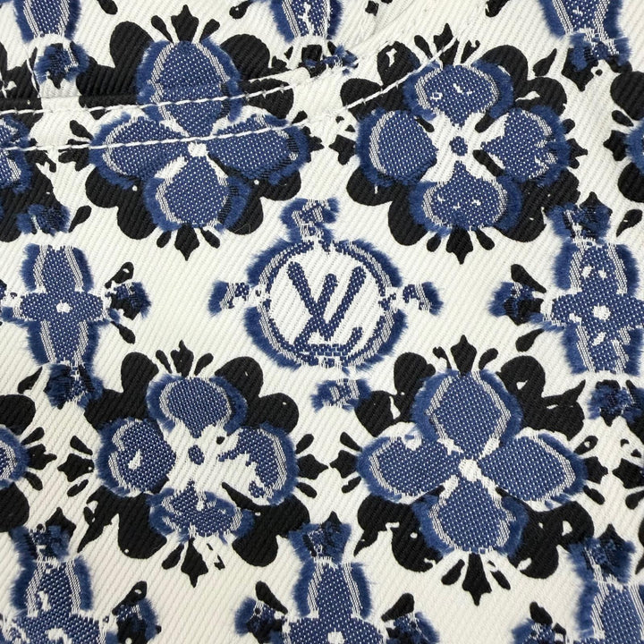 Pristine LOUIS VUITTON Shorts Leather accents Monogram Flower blue cotton IT 36
