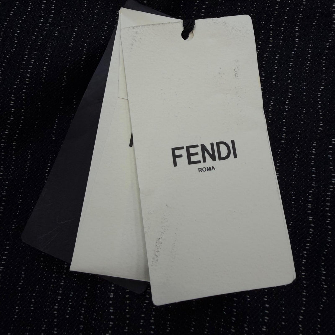 Pristine FENDI slacks Woven pattern pants black cotton mens IT 46 FB0514