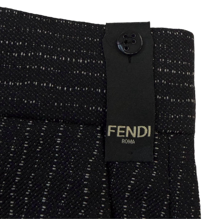 Pristine FENDI slacks Woven pattern pants black cotton mens IT 46 FB0514
