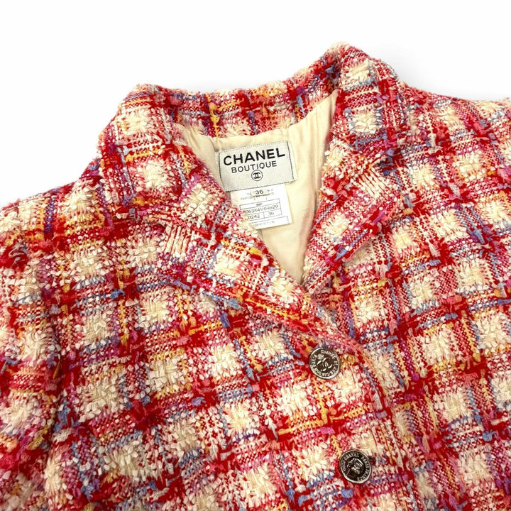 Excellent CHANEL Jacket COCO Button Tweed Multi Nylon Women FR 36 96P P06384