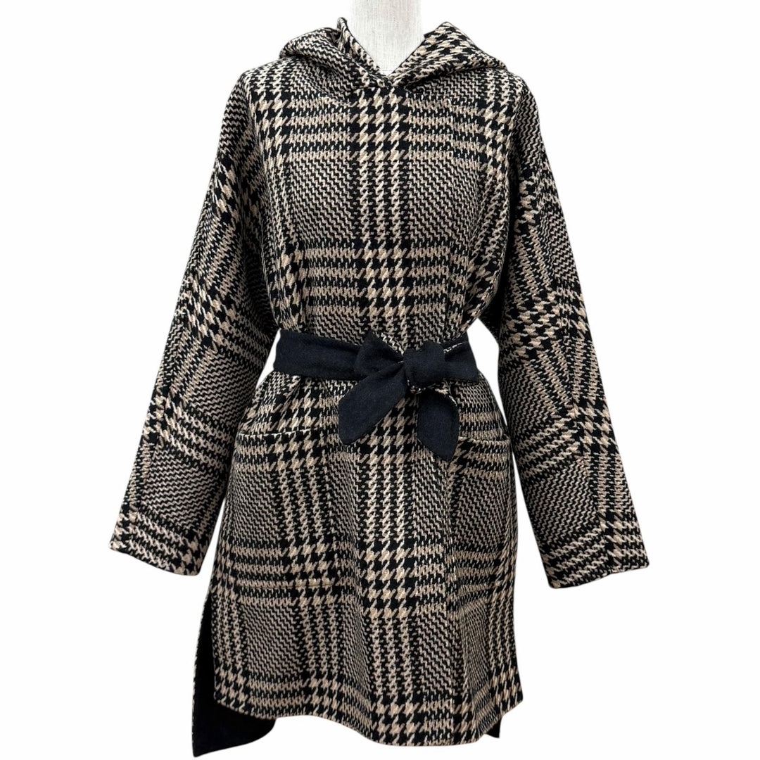 Great Max Mara coat Belted hooded beige Virgin wool Women IT 44 10860353