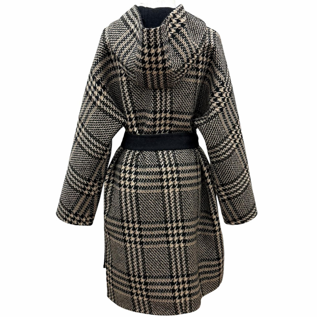 Great Max Mara coat Belted hooded beige Virgin wool Women IT 44 10860353