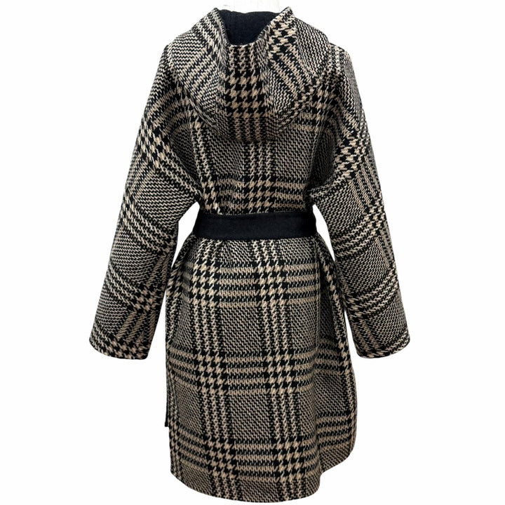 Great Max Mara coat Belted hooded beige Virgin wool Women IT 44 10860353