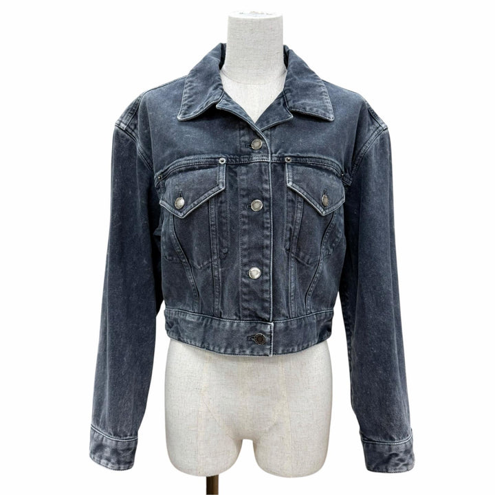 Excellent LOUIS VUITTON Denim Jacket Monogram logo patch, washed finish IT 38