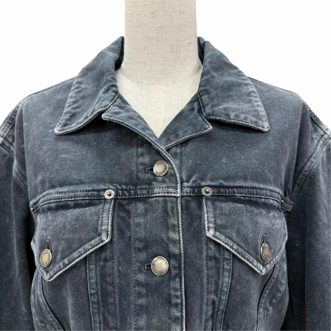 Excellent LOUIS VUITTON Denim Jacket Monogram logo patch, washed finish IT 38