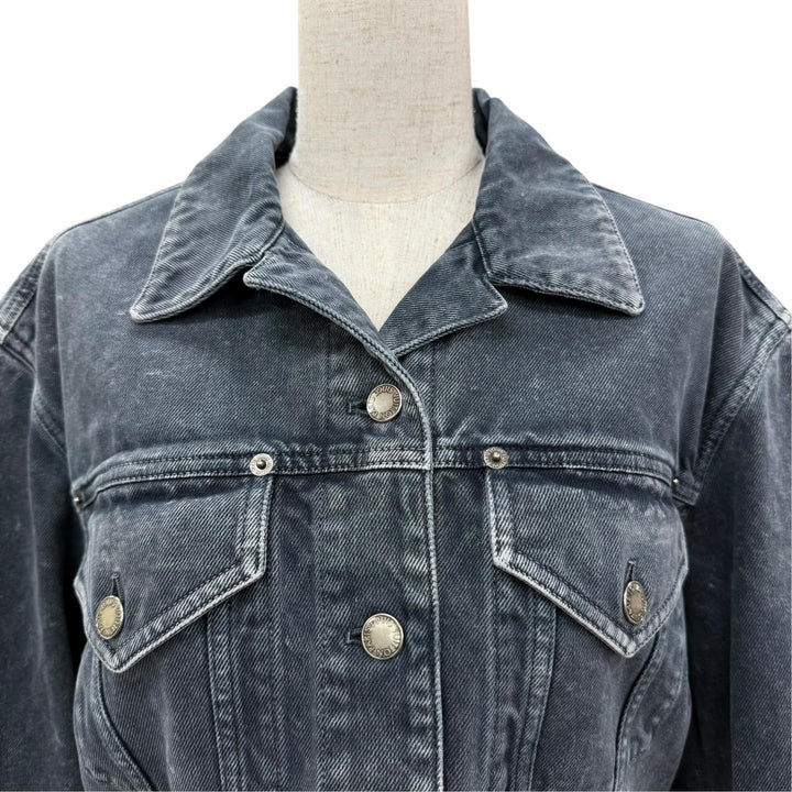 Excellent LOUIS VUITTON Denim Jacket Monogram logo patch, washed finish IT 38