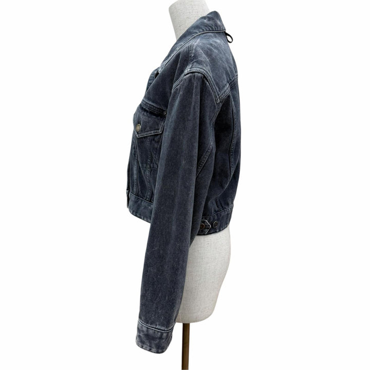 Excellent LOUIS VUITTON Denim Jacket Monogram logo patch, washed finish IT 38