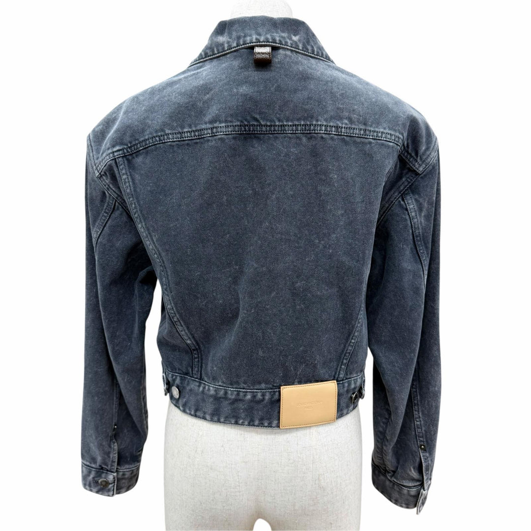 Excellent LOUIS VUITTON Denim Jacket Monogram logo patch, washed finish IT 38