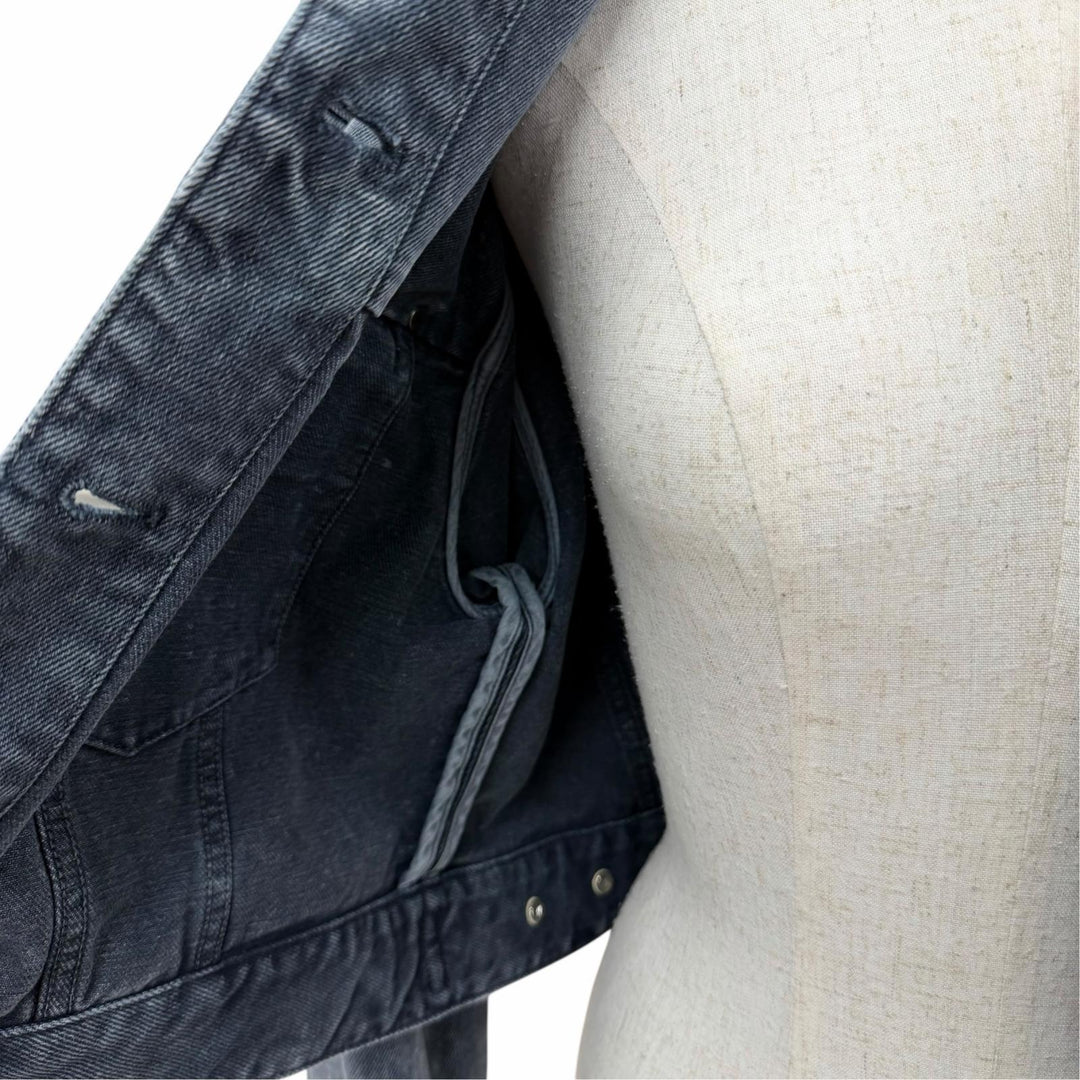 Excellent LOUIS VUITTON Denim Jacket Monogram logo patch, washed finish IT 38