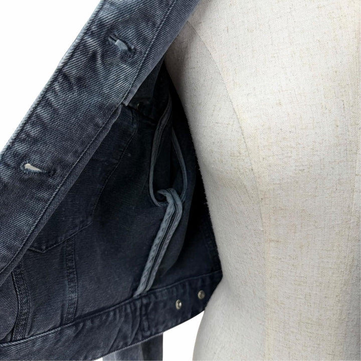 Excellent LOUIS VUITTON Denim Jacket Monogram logo patch, washed finish IT 38