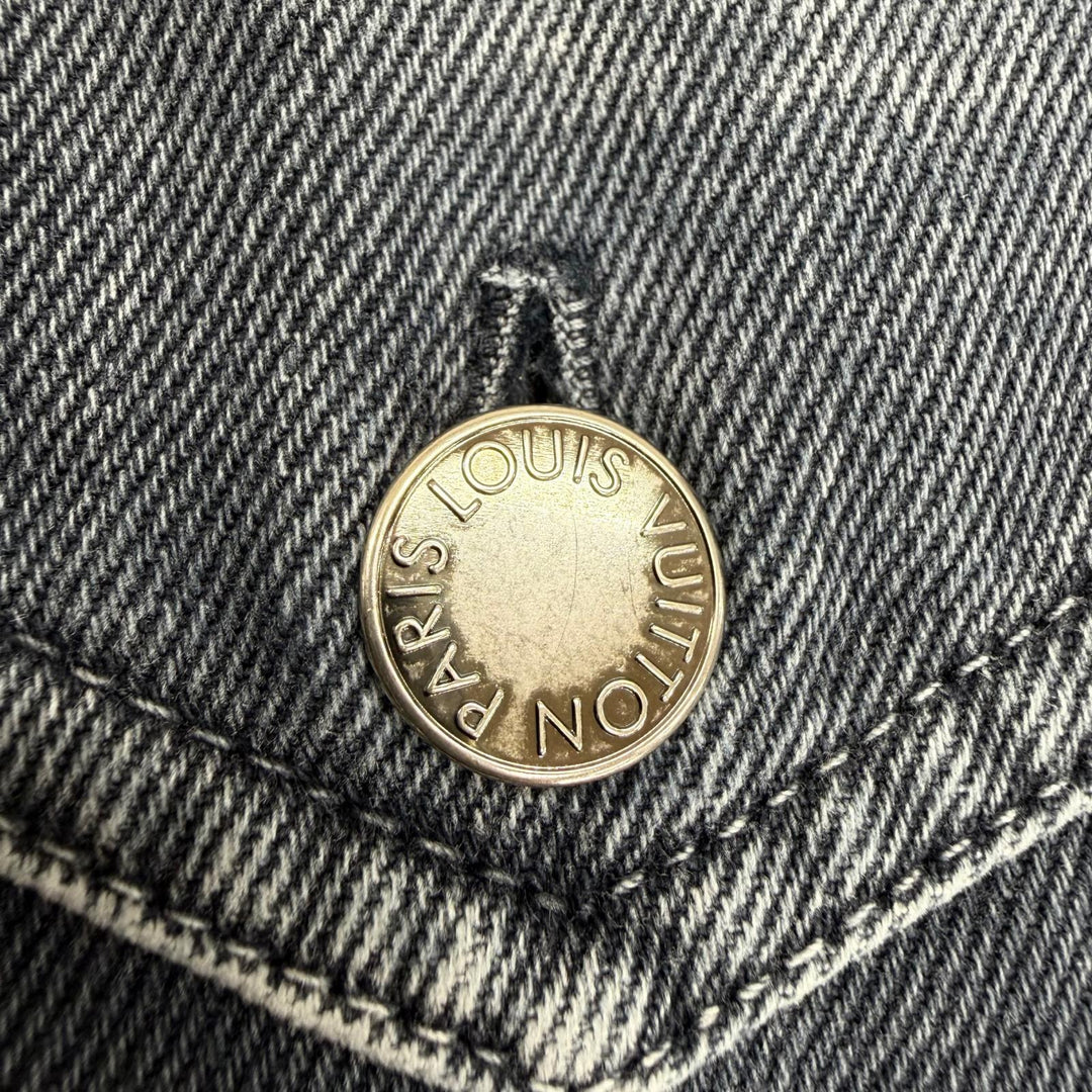 Excellent LOUIS VUITTON Denim Jacket Monogram logo patch, washed finish IT 38
