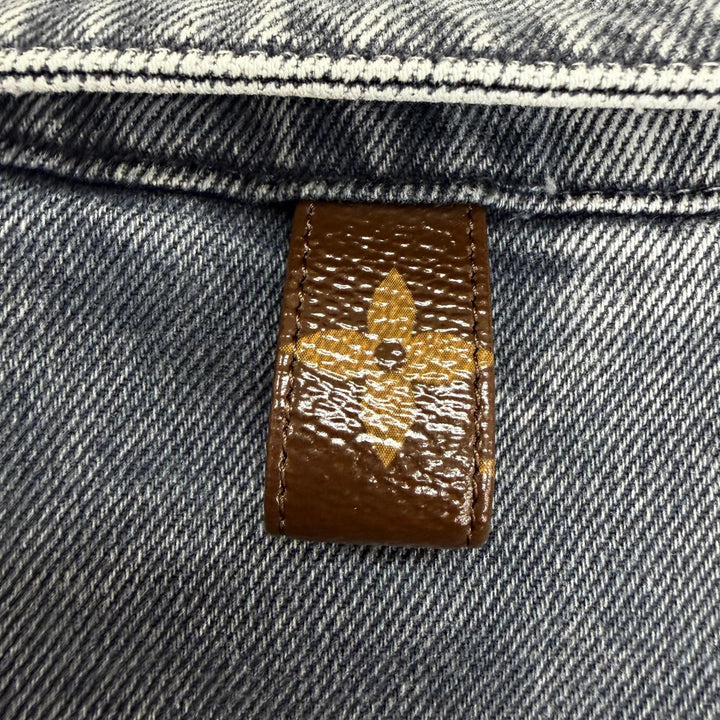 Excellent LOUIS VUITTON Denim Jacket Monogram logo patch, washed finish IT 38