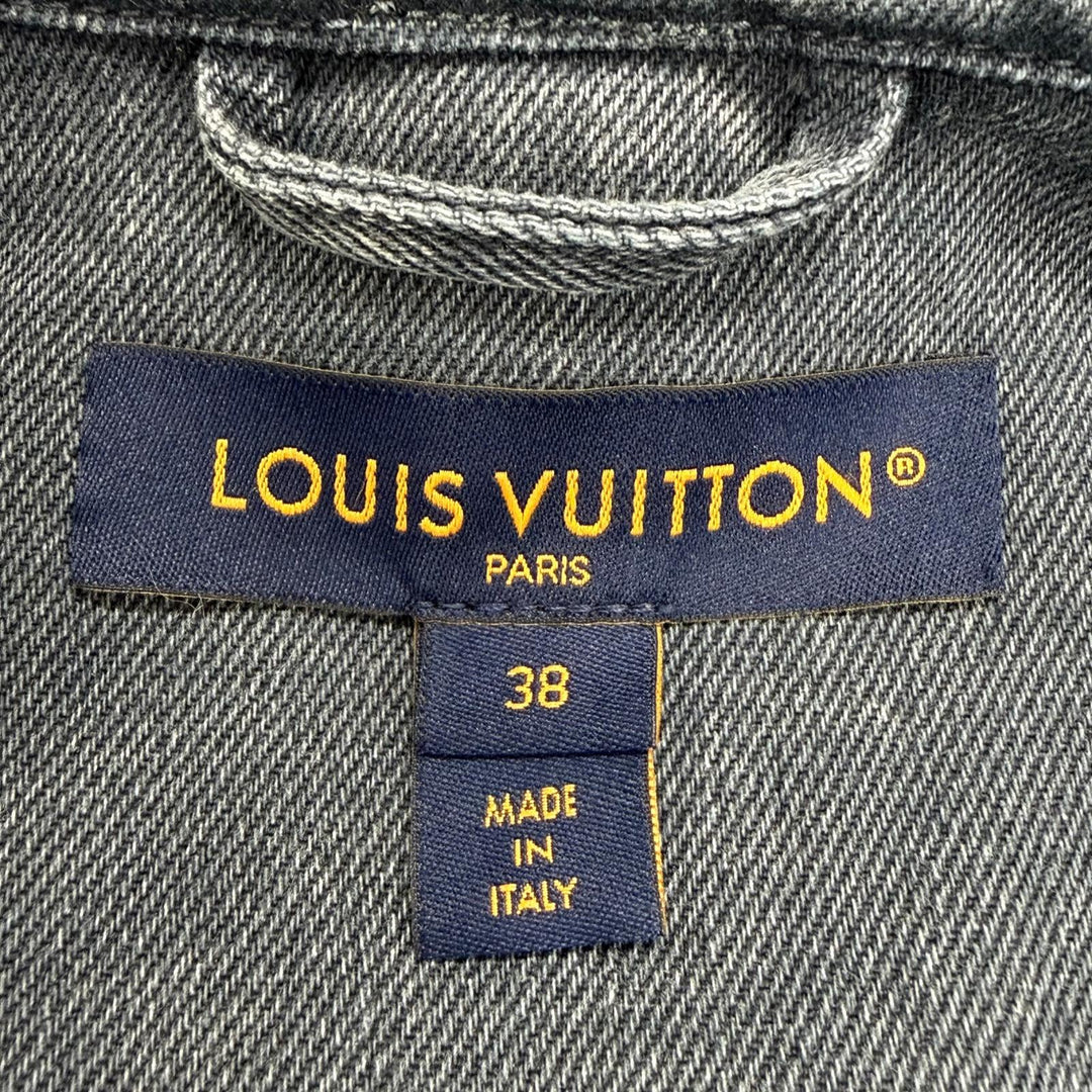 Excellent LOUIS VUITTON Denim Jacket Monogram logo patch, washed finish IT 38