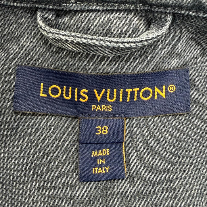 Excellent LOUIS VUITTON Denim Jacket Monogram logo patch, washed finish IT 38